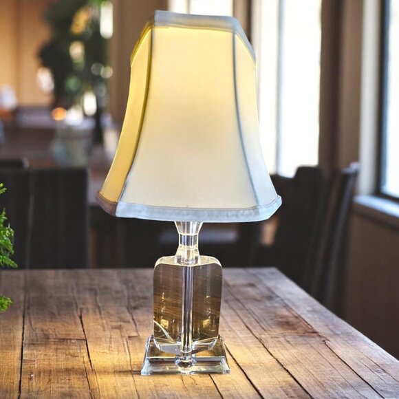 MId-Century Solid Crystal 21" Table Lamp with Shade
